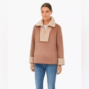 NEW WITH TAGS Tuckernuck Stella Shearling Jacket Womens XXS Tan Cream Neutral